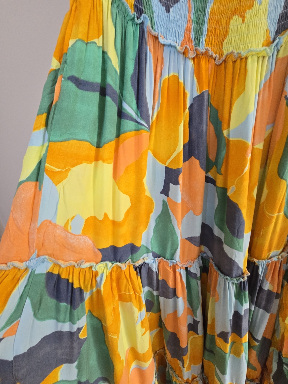Abel the Label strapless multi-colour tiered maxi dress, yellow, green, coral - Picture 5 of 6